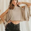 Poncho Crop Top / Beige