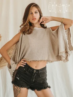 Poncho Crop Top / Beige