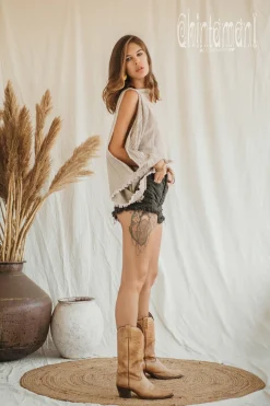 Poncho Crop Top / Beige