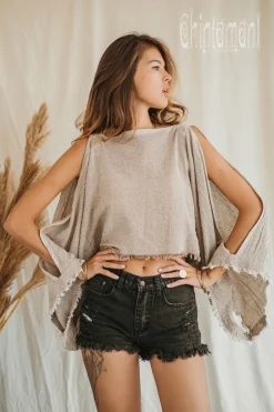 Poncho Crop Top / Beige