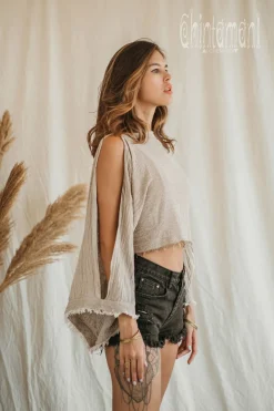 Poncho Crop Top / Beige