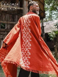 Raw Cotton Cloak / Red Ochre