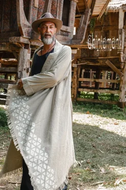 Raw Cotton Cloak / Sage Green