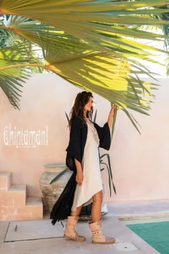 Raw Printed Kimono / Black