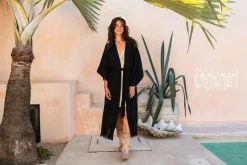 Raw Printed Kimono / Black