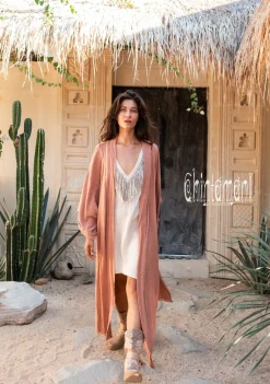 Raw Printed Kimono / Dusty Pink