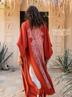 Raw Printed Kimono / Red Ochre