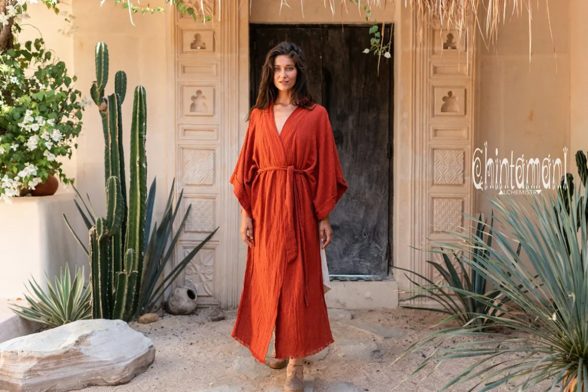 Raw Printed Kimono / Red Ochre