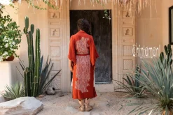 Raw Printed Kimono / Red Ochre