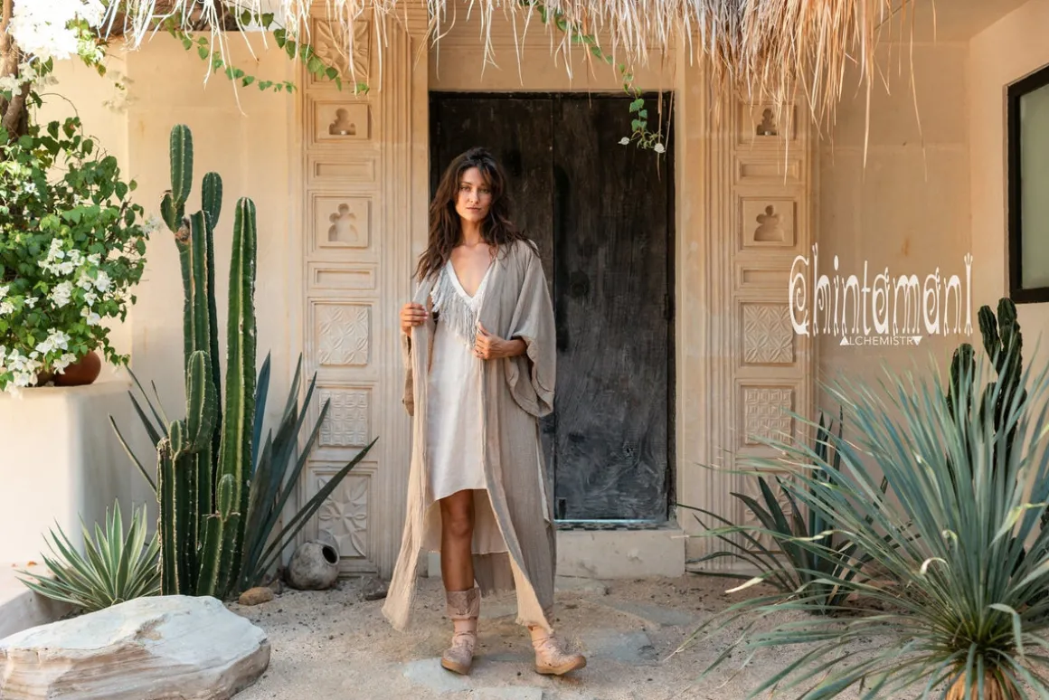 Raw Printed Kimono / Sage