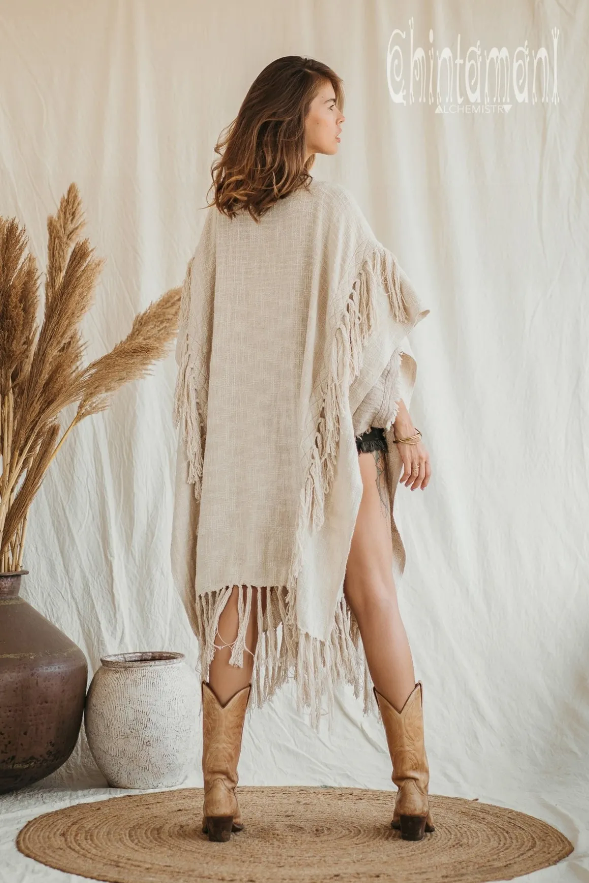 Raw Tassel Poncho / Off White