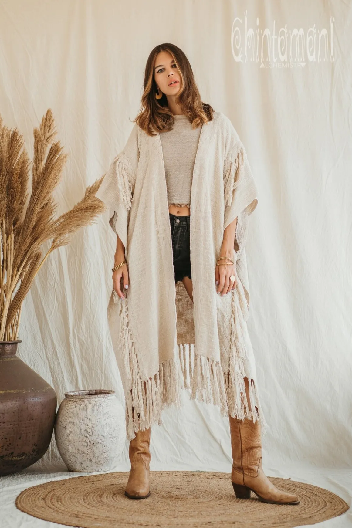 Raw Tassel Poncho / Off White