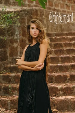 Rope Collar Dress / Black