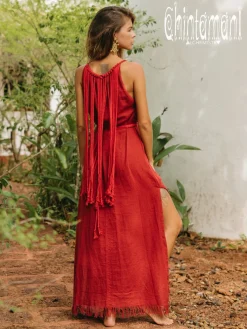Rope Collar Dress / Red Ochre