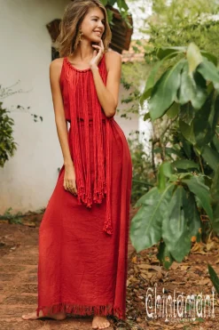 Rope Collar Dress / Red Ochre