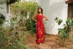 Rope Collar Dress / Red Ochre