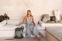 Sleeveless Raw Wrap Dress / Gray