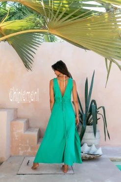 Sleeveless Wrap Dress / Green