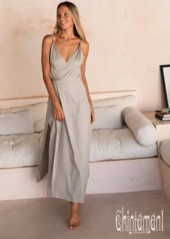 Sleeveless Wrap Dress / Gray