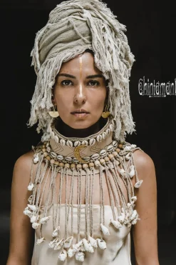 Tribal Collar Necklace / Beige