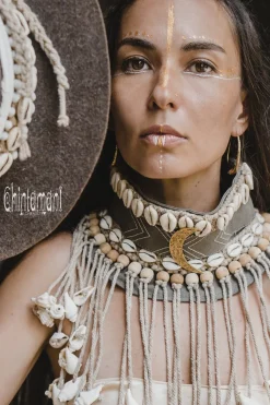 Tribal Collar Necklace / Gray