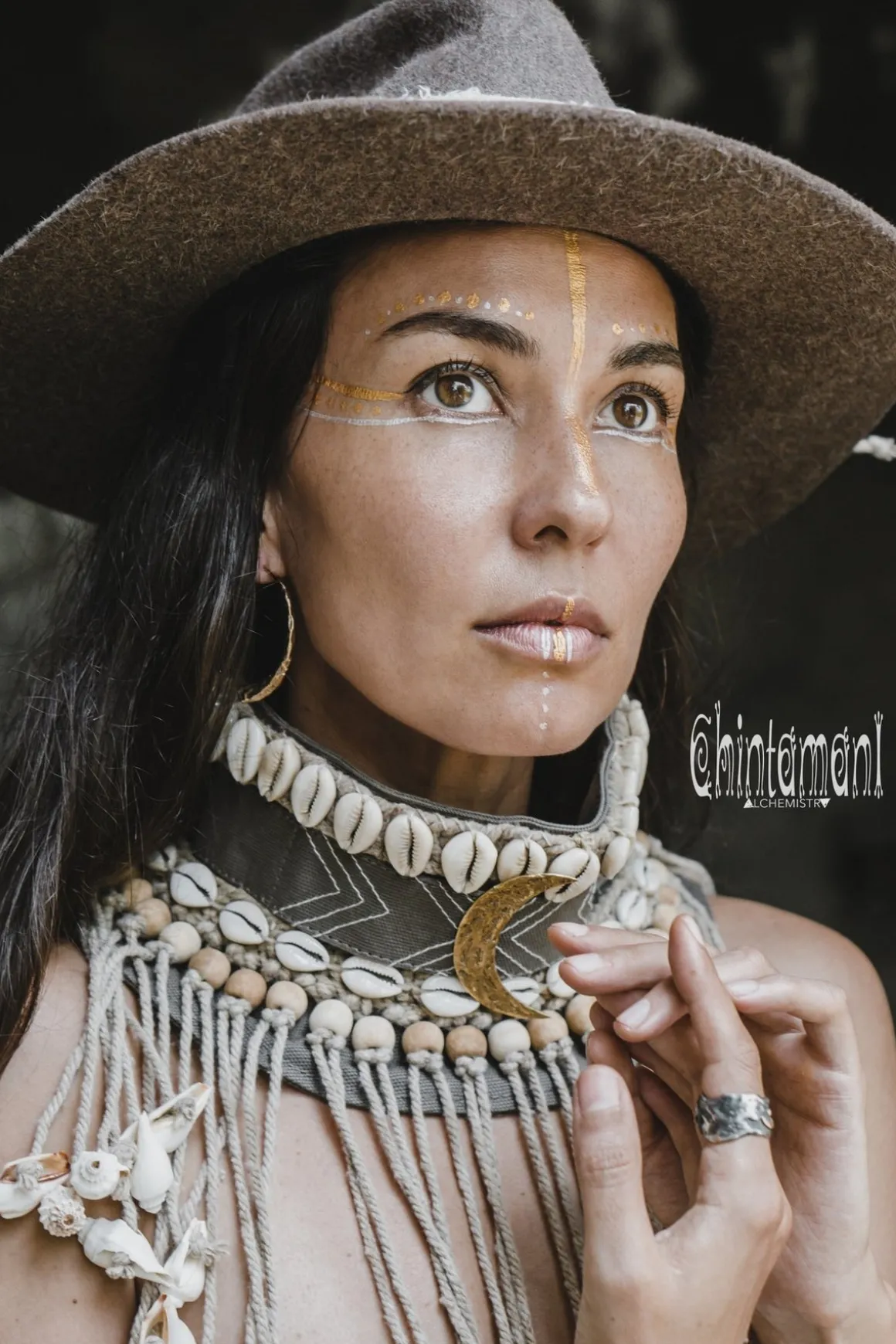 Tribal Collar Necklace / Gray