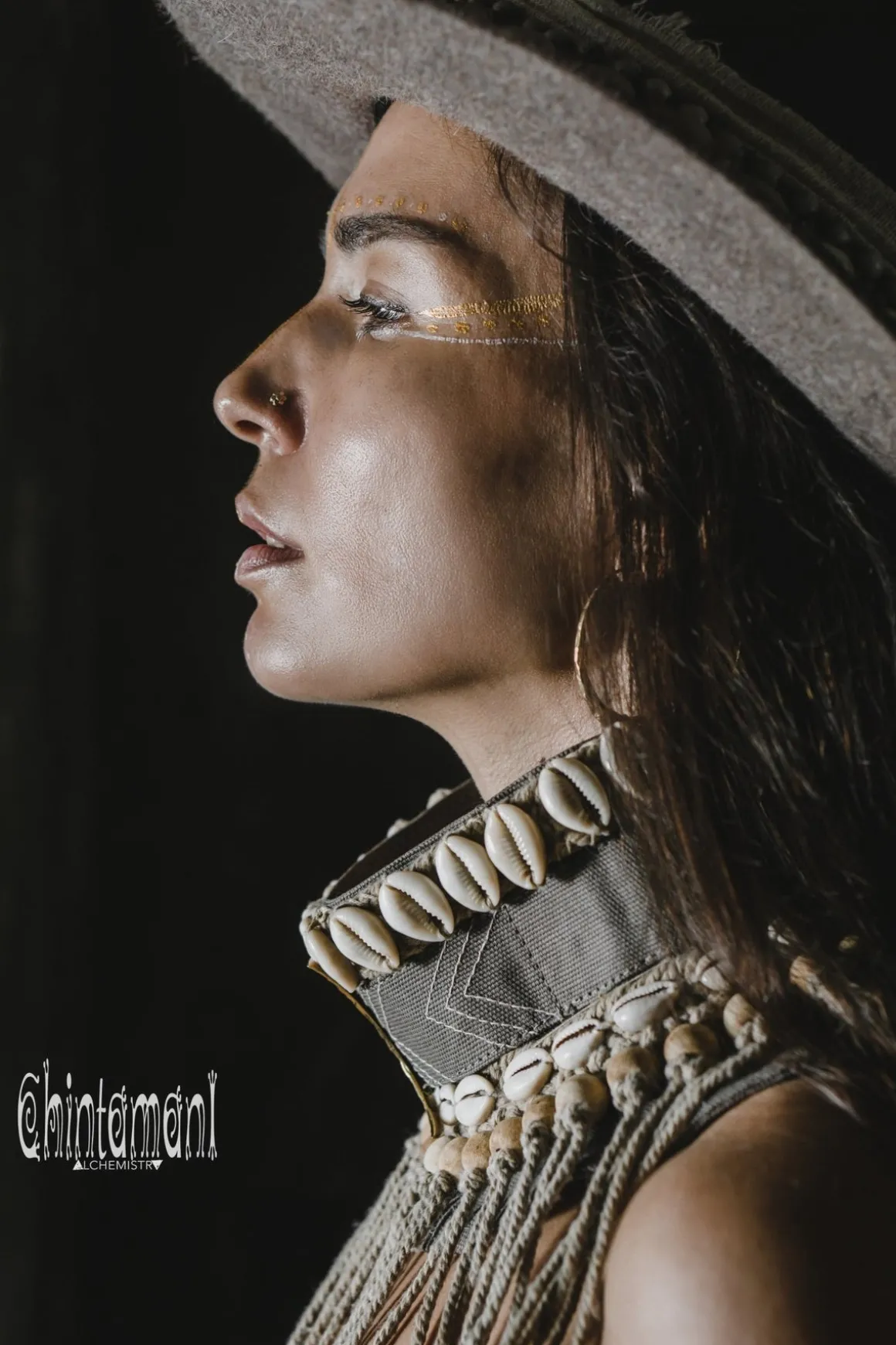 Tribal Collar Necklace / Gray