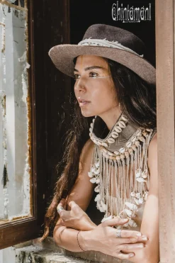 Tribal Collar Necklace / Gray