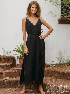 V-neck Maxi Dress / Black