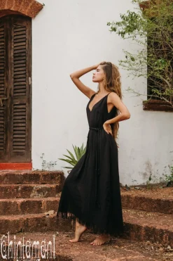 V-neck Maxi Dress / Black