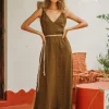 V-neck Maxi Dress / Brown