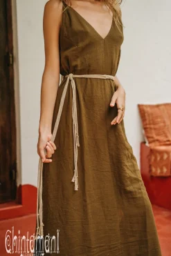 V-neck Maxi Dress / Brown