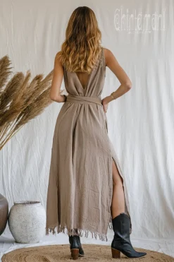 V-neck Maxi Dress / Coffee