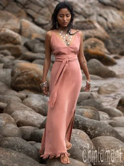 V-neck Maxi Dress / Coral Rose