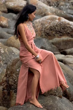 V-neck Maxi Dress / Coral Rose