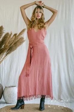 V-neck Maxi Dress / Coral Rose