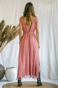 V-neck Maxi Dress / Coral Rose