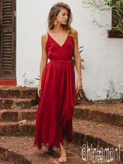 V-neck Maxi Dress / Red Ochre
