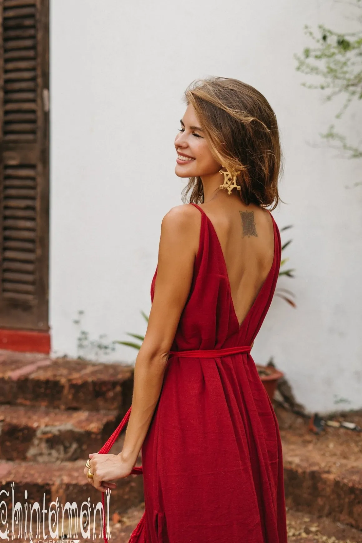 V-neck Maxi Dress / Red Ochre