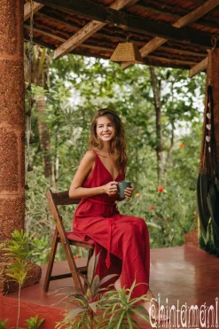V-neck Maxi Dress / Red Ochre