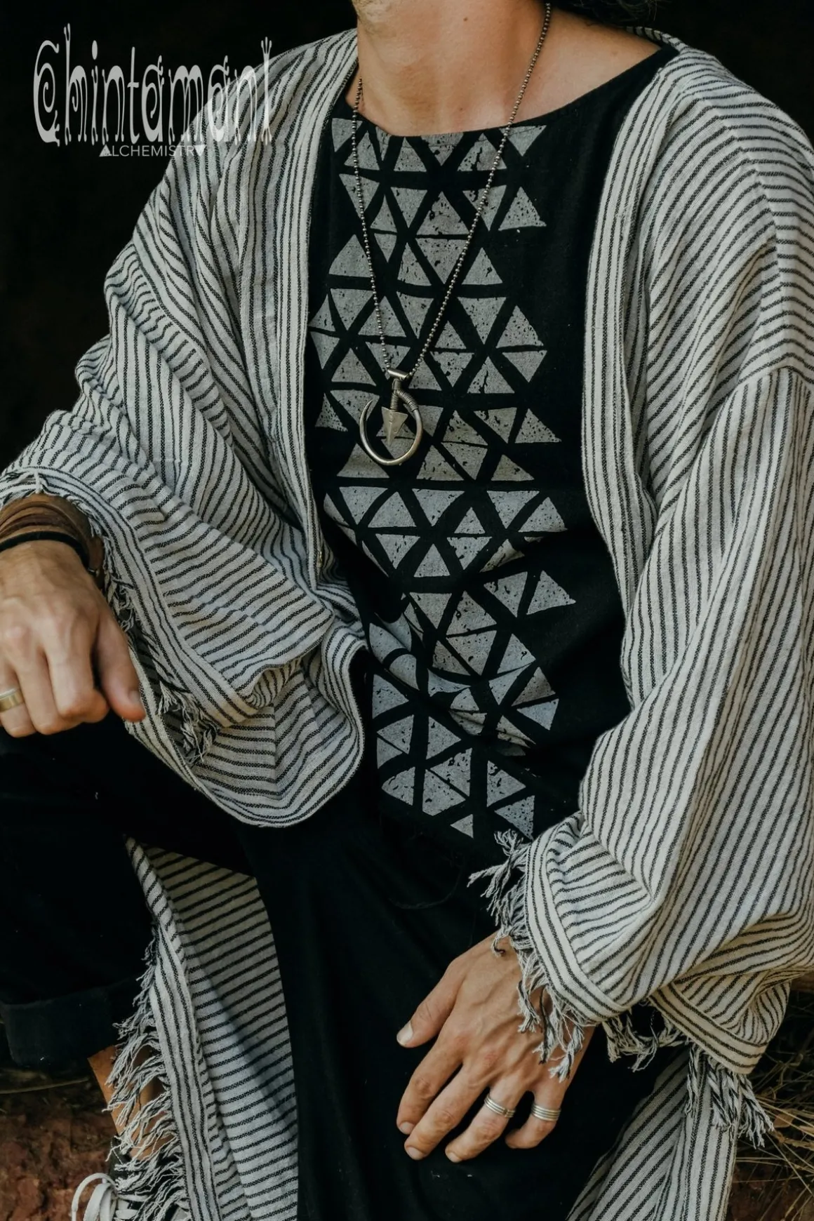 Wide Sleeve Kimono / Striped