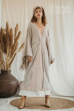 Wide Sleeve Kimono/ Beige