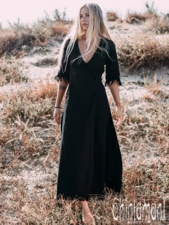 Wrap Boho Dress / Black