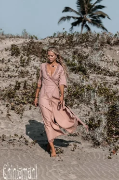 Wrap Boho Dress / Dusty Rose