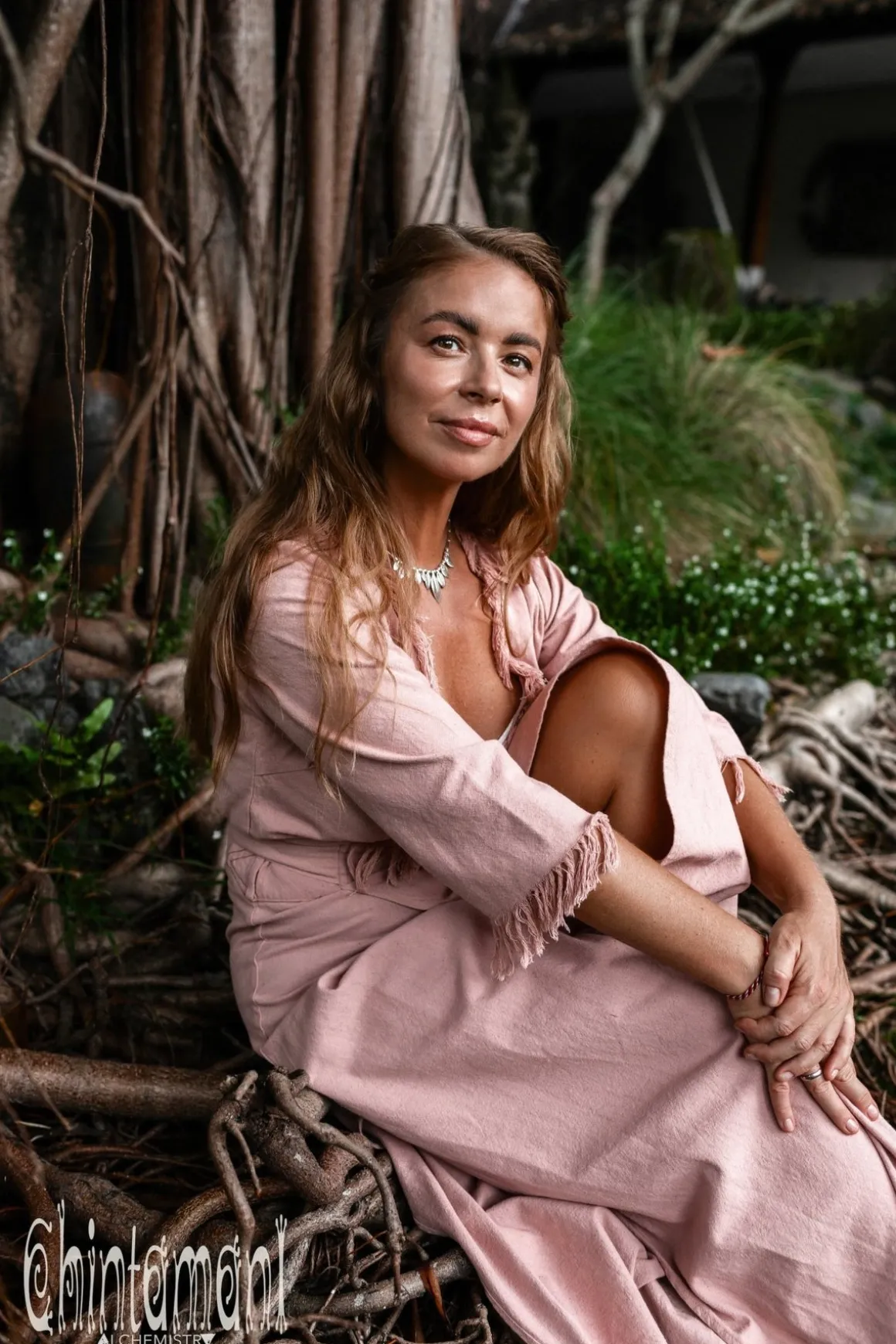 Wrap Boho Dress / Dusty Rose