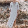 Wrap Boho Dress / Light Grey