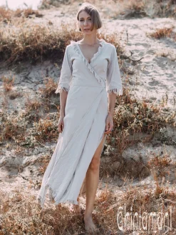 Wrap Boho Dress / Light Grey