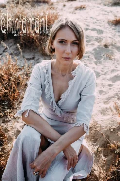 Wrap Boho Dress / Light Grey