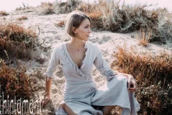 Wrap Boho Dress / Light Grey