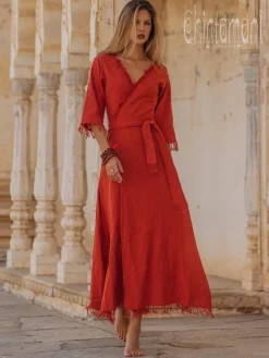 Wrap Boho Dress / Red Ochre